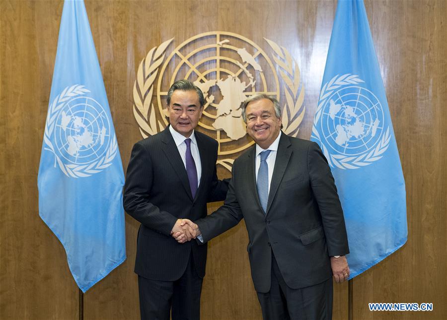 UN-CHINA-WANG YI-ANTONIO GUTERRES-MEETING
