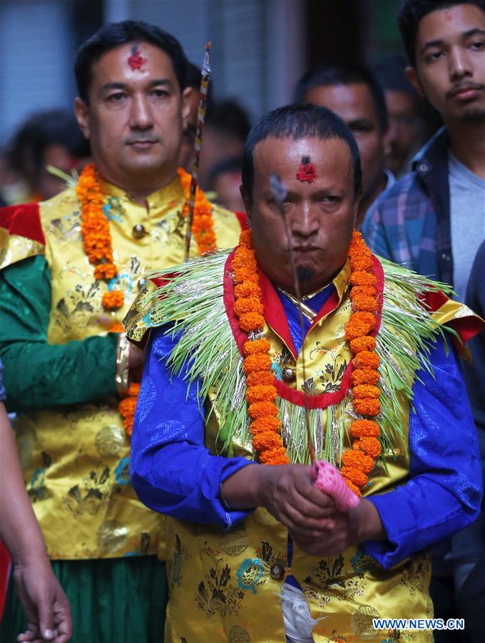 NEPAL-KATHMANDU-DASHAIN FESTIVAL-VICTORY PARADE-SWORD PROCESSION