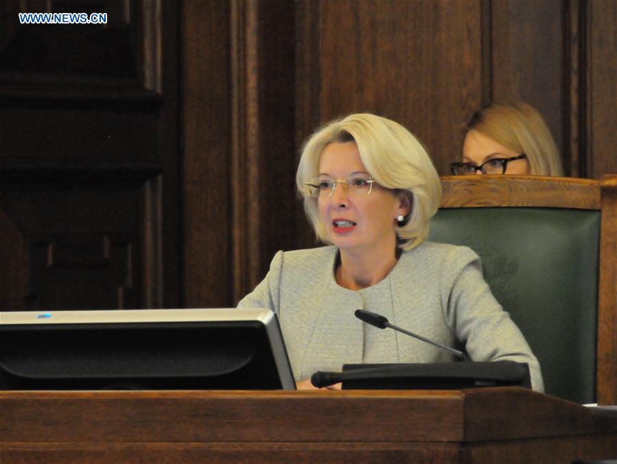 LATVIA-RIGA-PARLIAMENT-SPEAKER-INARA MURNIECE