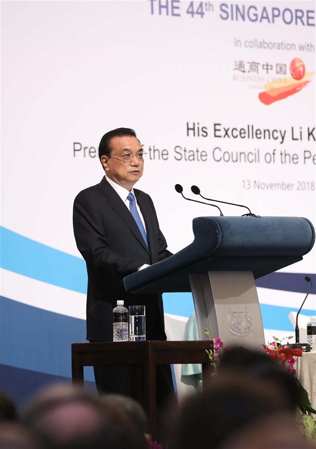 SINGAPORE-CHINA-LI KEQIANG-SPEECH