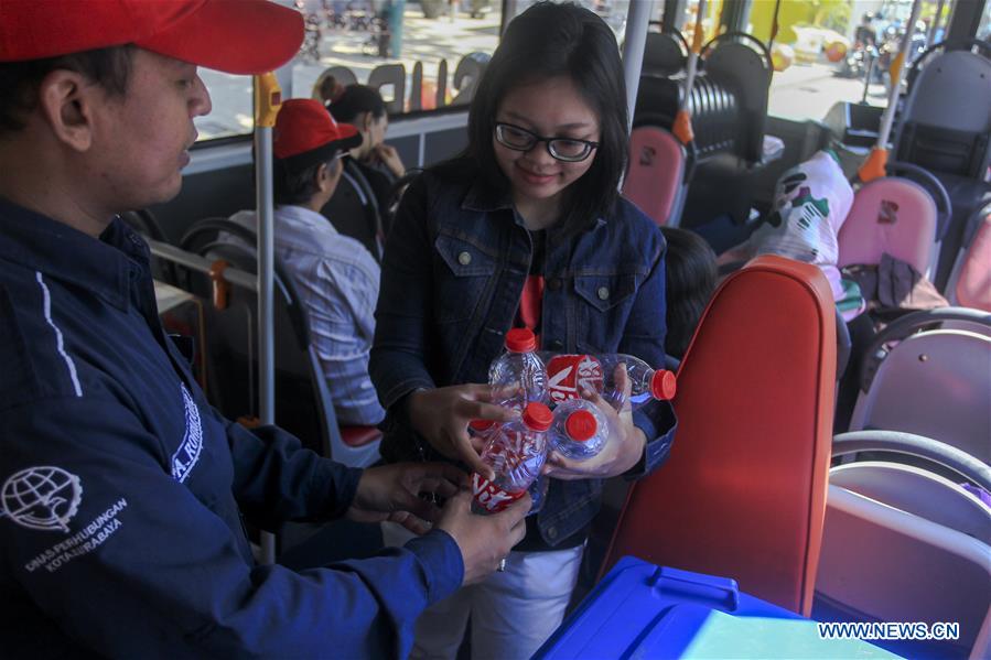 INDONESIA-SURABAYA-PUBLIC TRANSPORTATION-PLASTIC RECYCLING