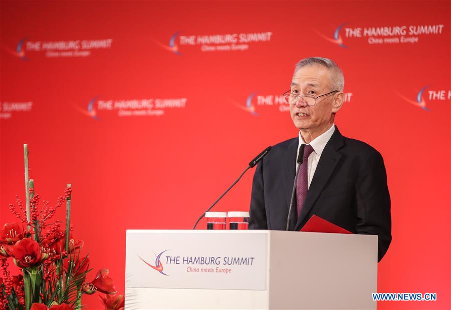GERMANY-HAMBURG-HAMBURG SUMMIT-CHINA-LIU HE-KEYNOTE SPEECH
