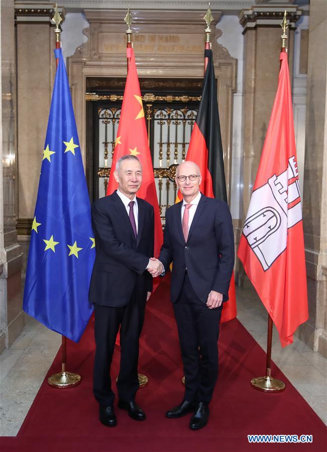 GERMANY-HAMBURG-PETER TSCHENTSCHER-CHINA-LIU HE-MEETING