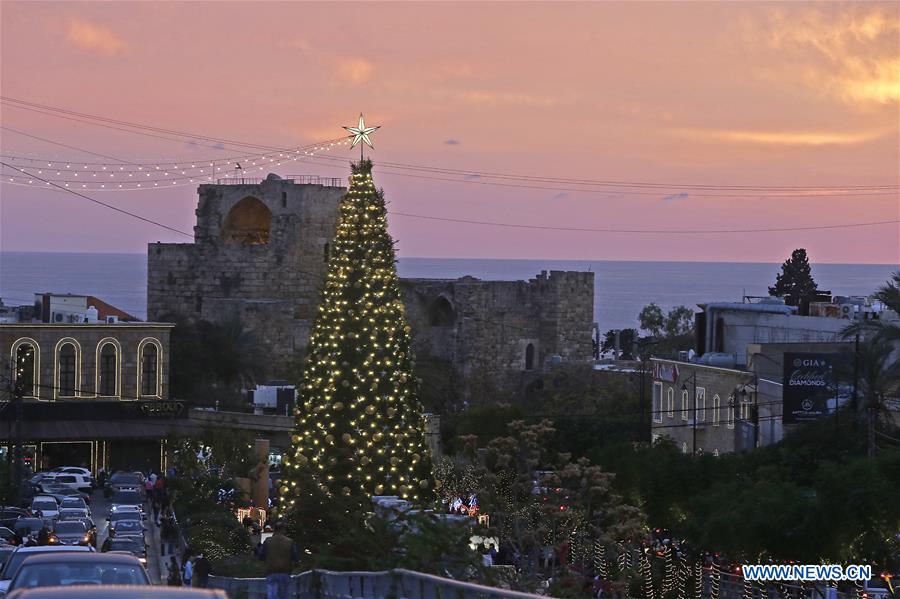 Municipality of Byblos unveils Christmas tree in Lebanon  Xinhua