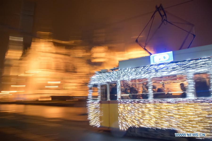 HUNGARY-BUDAPEST-CHRISTMAS LIGHT-TRAM
