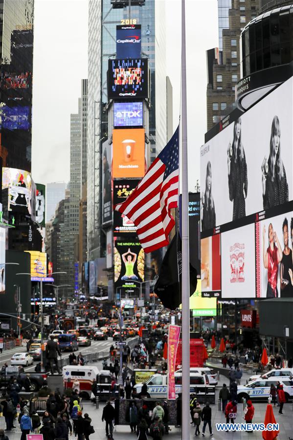 U.S.-NEW YORK-GEORGE H.W. BUSH-FLAG-HALF MAST