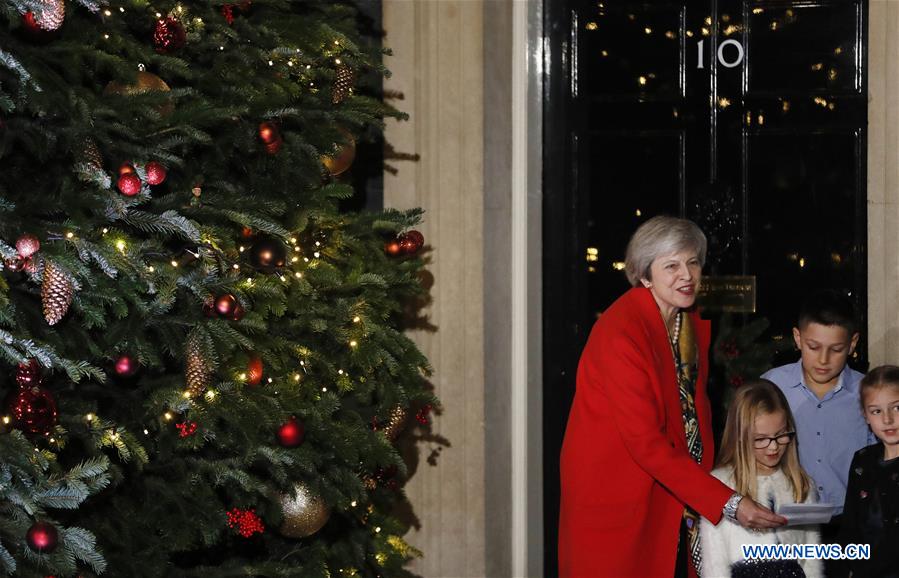BRITAIN-LONDON-THERESA MAY-CHRISTMAS TREE LIGHT-SWITCH ON