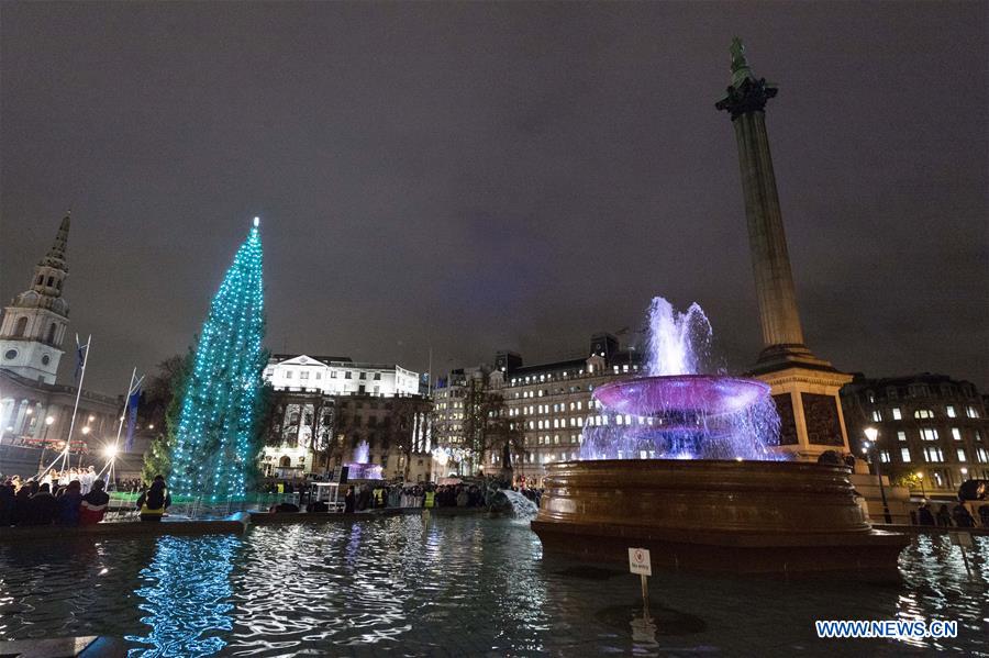 BRITAIN-LONDON-TRAFALGAR SQUARE-CHRISTMAS TREE LIGHTING