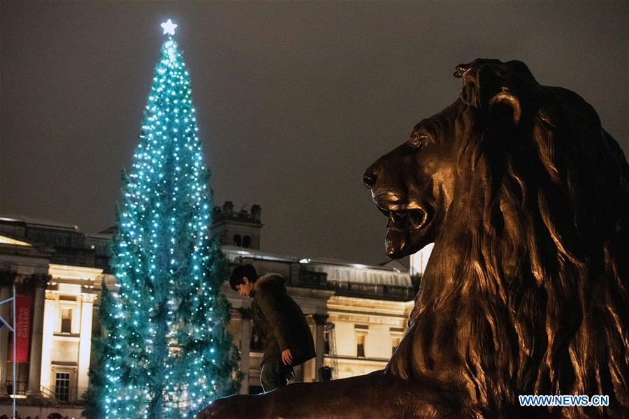 BRITAIN-LONDON-TRAFALGAR SQUARE-CHRISTMAS TREE LIGHTING