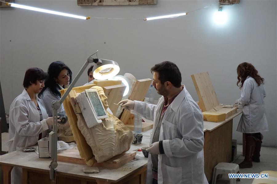 SYRIA-DAMASCUS-NATIONAL MUSEUM OF DAMASCUS-PALMYRA-ANTIQUES-RESTORATION