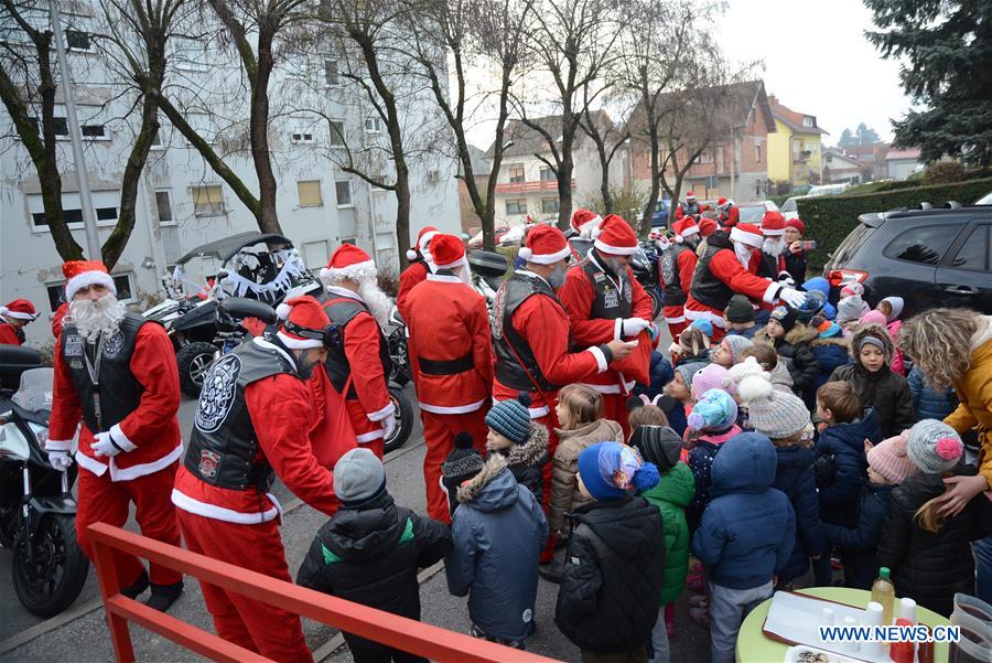 CROATIA-BJELOVAR-MOTORCYCLE RIDERS-SANTA