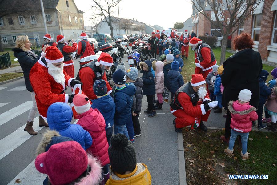 CROATIA-BJELOVAR-MOTORCYCLE RIDERS-SANTA