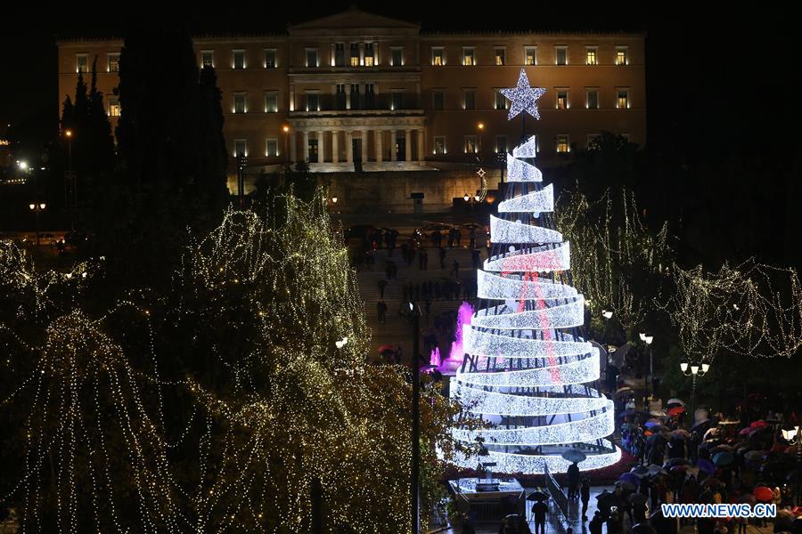 GREECE-ATHENS-CHRISTMAS TREE-LIGHTING
