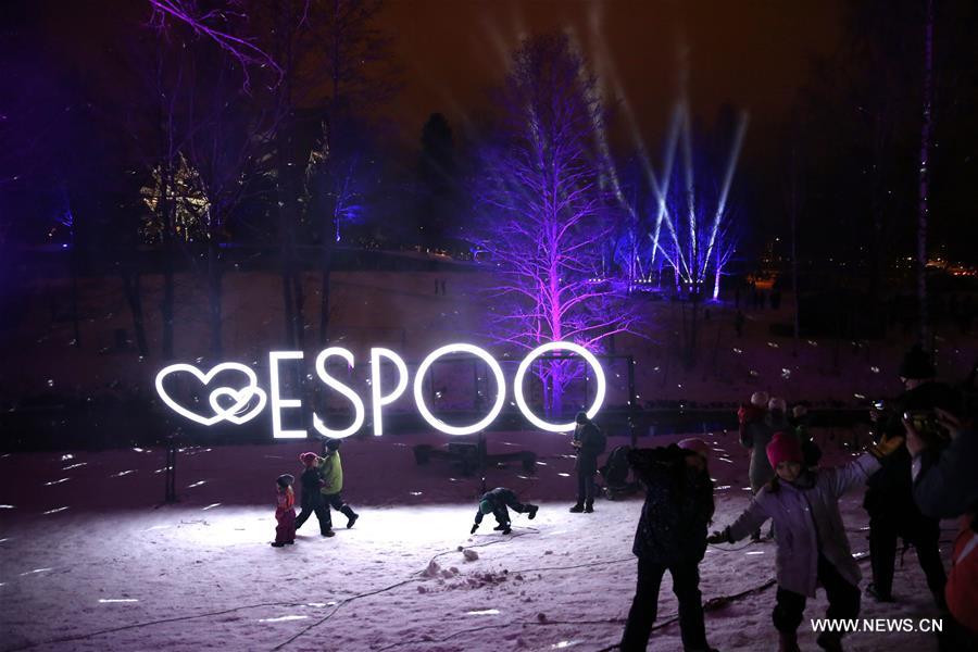 FINLAND-ESPOO-LASER SHOW-NEW YEAR