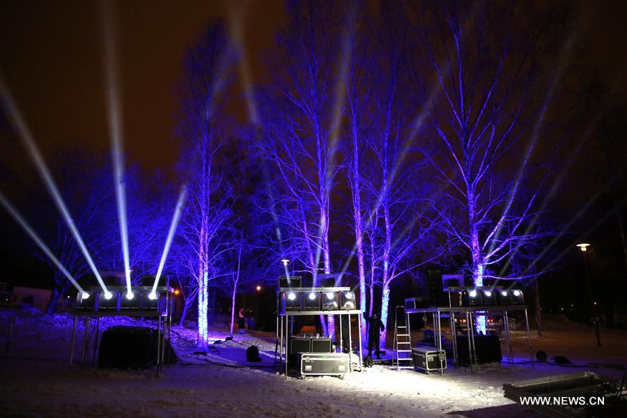 FINLAND-ESPOO-LASER SHOW-NEW YEAR