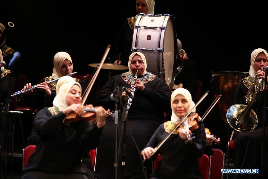 EGYPT-CAIRO-BLIND FEMALE ORCHESTRA-WORLD BRAILLE DAY-PERFORMANCE