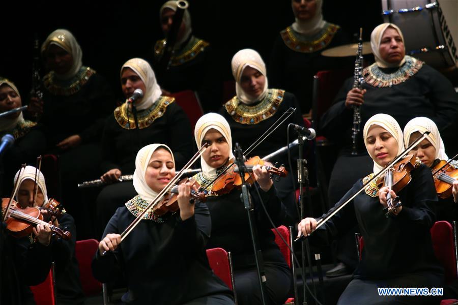 EGYPT-CAIRO-BLIND FEMALE ORCHESTRA-WORLD BRAILLE DAY-PERFORMANCE