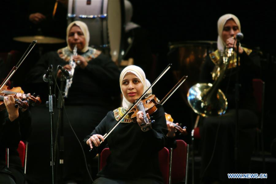 EGYPT-CAIRO-BLIND FEMALE ORCHESTRA-WORLD BRAILLE DAY-PERFORMANCE