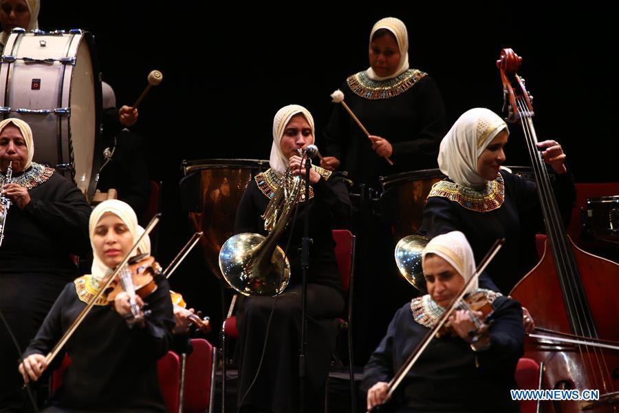 EGYPT-CAIRO-BLIND FEMALE ORCHESTRA-WORLD BRAILLE DAY-PERFORMANCE