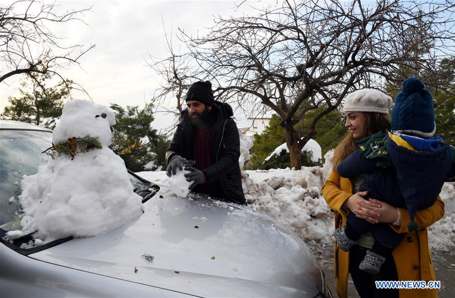 SYRIA-DAMASCUS-SNOW