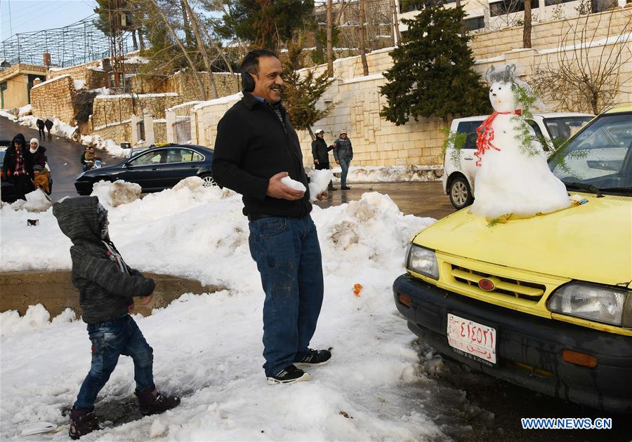 SYRIA-DAMASCUS-SNOW