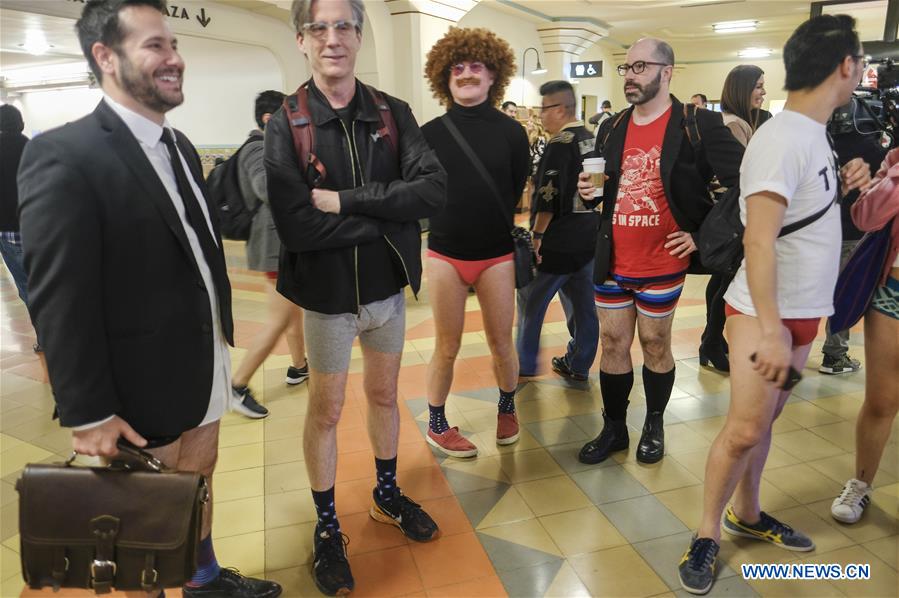 U.S.-LOS ANGELES-NO PANTS SUBWAY RIDE