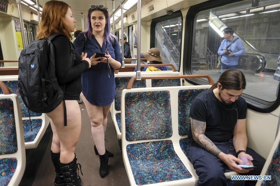U.S.-LOS ANGELES-NO PANTS SUBWAY RIDE