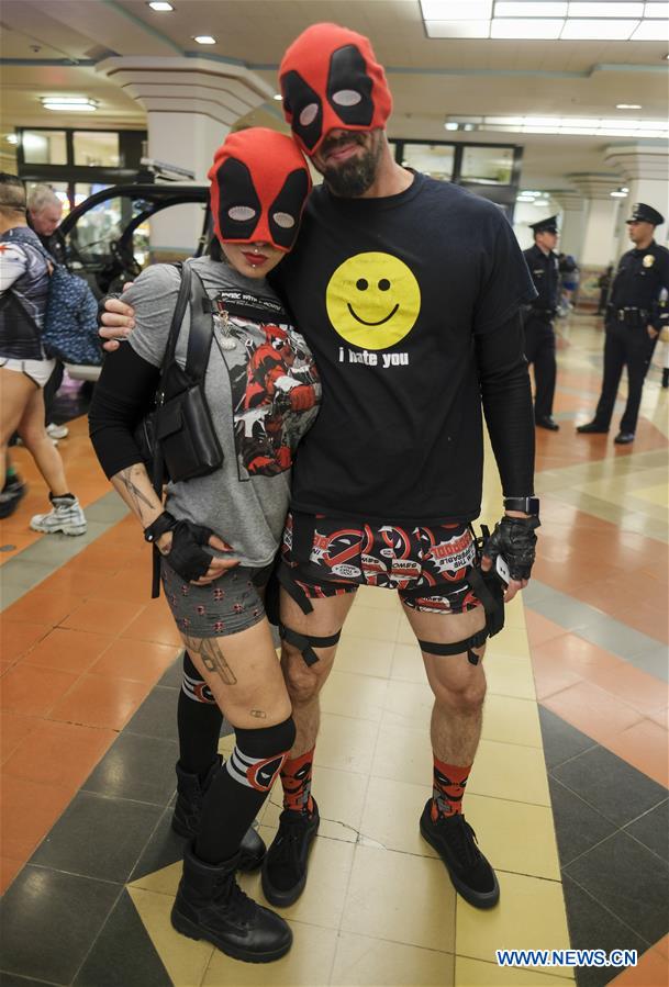 U.S.-LOS ANGELES-NO PANTS SUBWAY RIDE