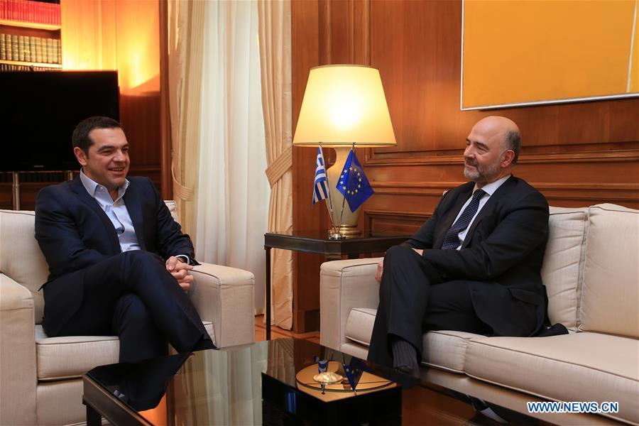 GREECE-ATHENS-PM-EU-MOSCOVICI-MEETING