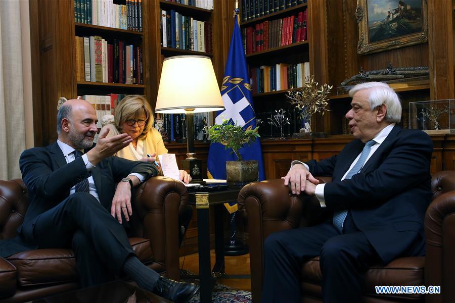 GREECE-ATHENS-PRESIDENT-EU-MOSCOVICI-MEETING