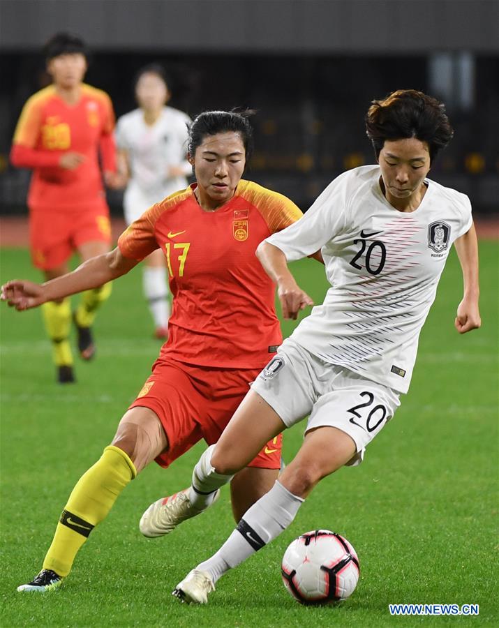 (SP)CHINA-WUHUA-FOOTBALL-WOMEN-CHINA VS SOUTH KOREA (CN)