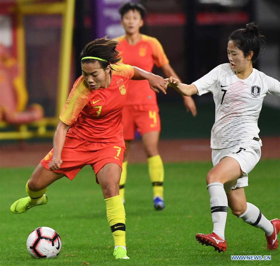 (SP)CHINA-WUHUA-FOOTBALL-WOMEN-CHINA VS SOUTH KOREA (CN)