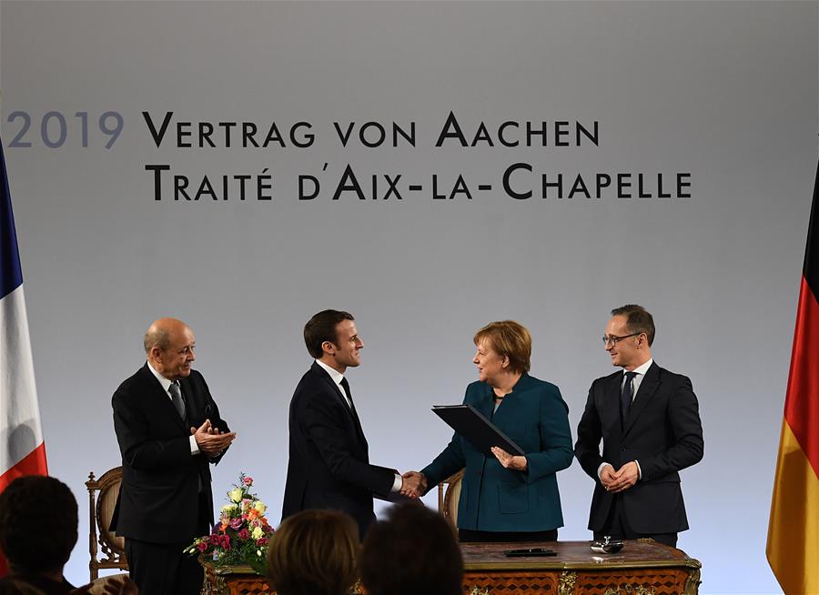 GERMANY-AACHEN-FRANCE-PEACEFUL TREATY-SIGNING CEREMONY
