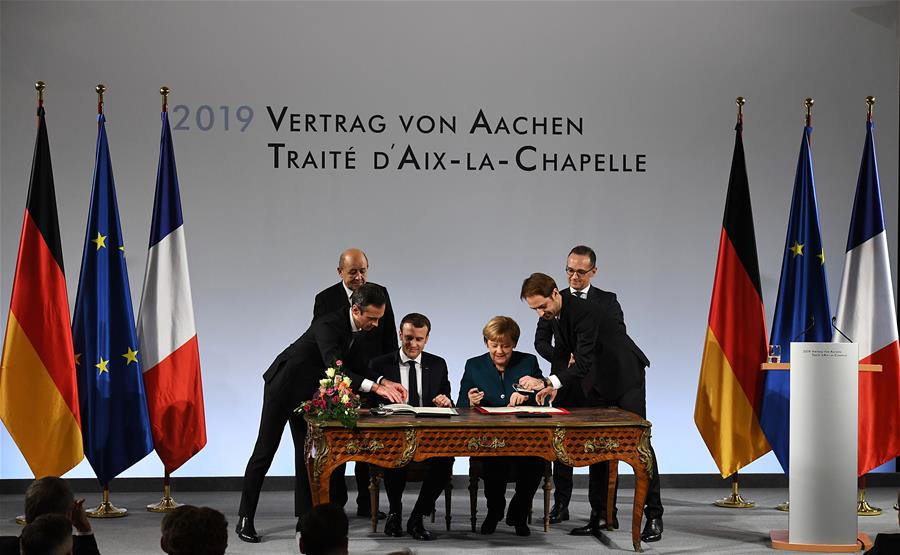 GERMANY-AACHEN-FRANCE-PEACEFUL TREATY-SIGNING CEREMONY