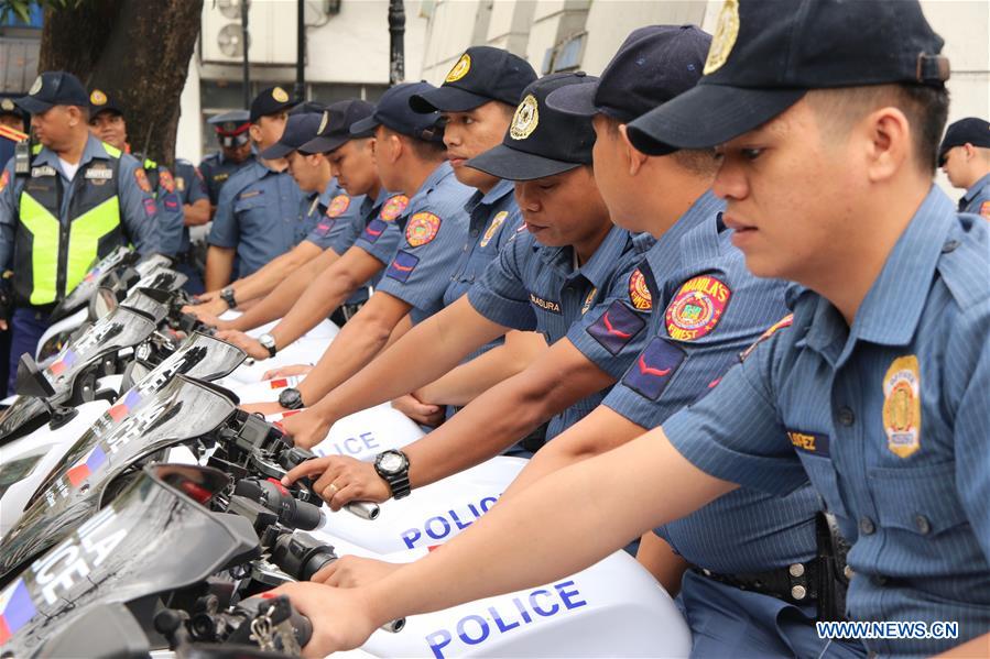 PHILIPPINES-MANILA-CHINESE EMBASSY-E-MOTORCYCLES-POLICE