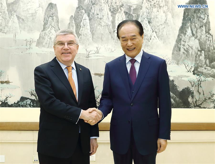 CHINA-BEIJING-CAI MINGZHAO-THOMAS BACH-MEETING (CN)