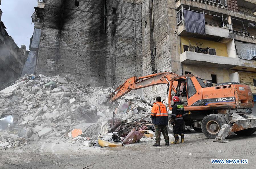 SYRIA-ALEPPO-BUILDING-COLLAPSE