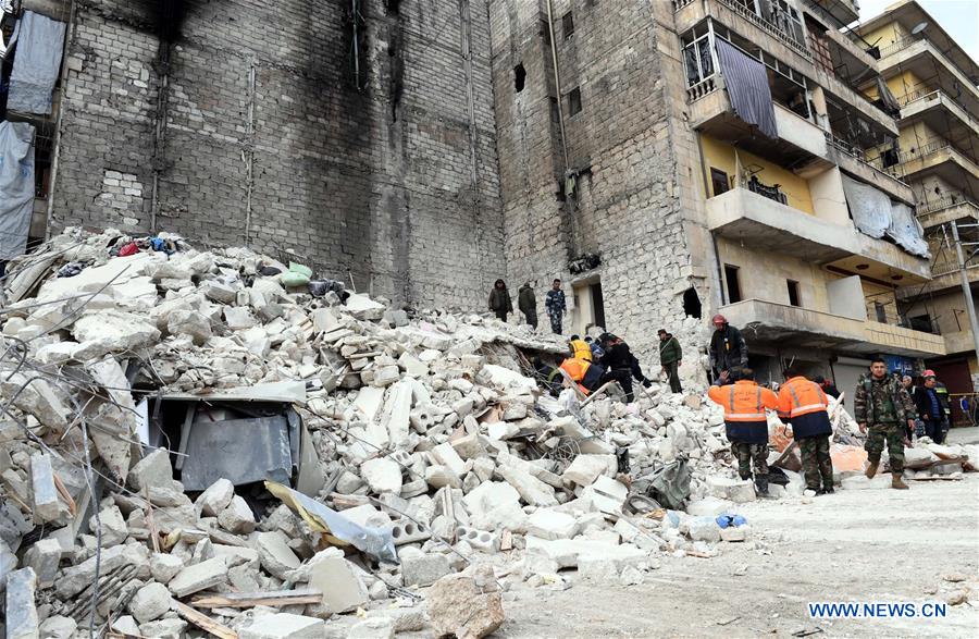 SYRIA-ALEPPO-BUILDING-COLLAPSE