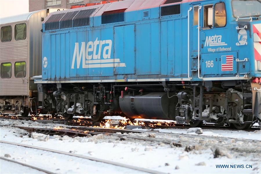 U.S.-CHICAGO-EXTREME COLD-TRAIN TRACK-FIRE