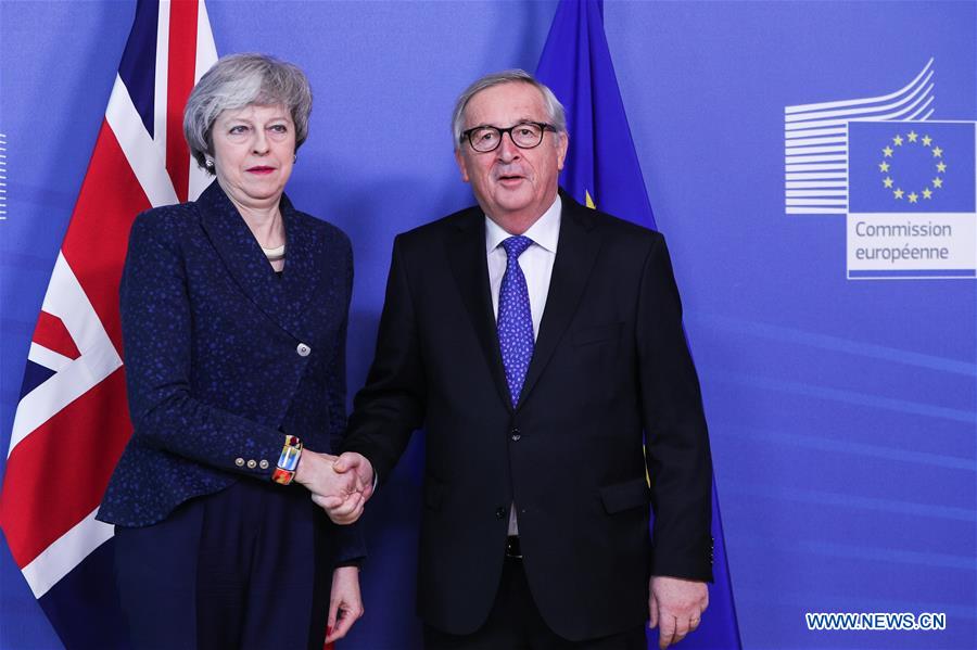 BELGIUM-BRUSSELS-EU-BRITAIN-JUNCKER-THERESA MAY