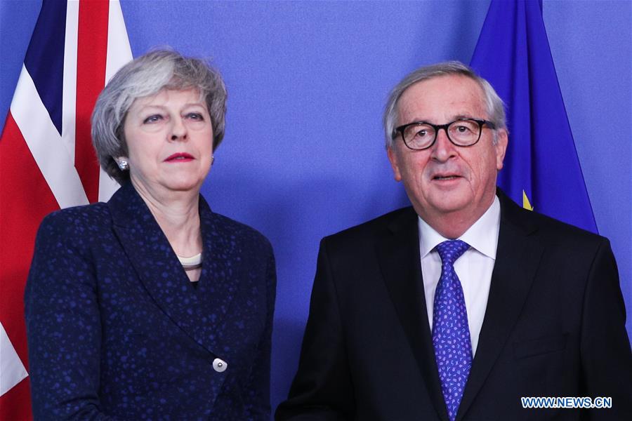 BELGIUM-BRUSSELS-EU-BRITAIN-JUNCKER-THERESA MAY