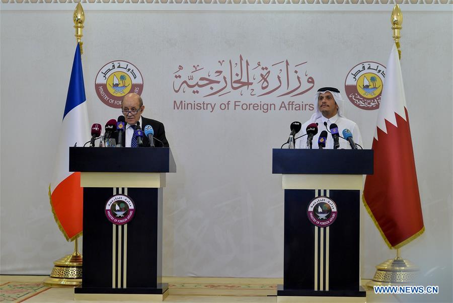 QATAR-DOHA-FM-FRANCE-FM-PRESS CONFERENCE