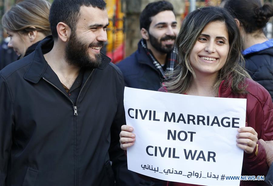 LEBANON-BEIRUT-PROTEST-CIVIL MARRIAGE