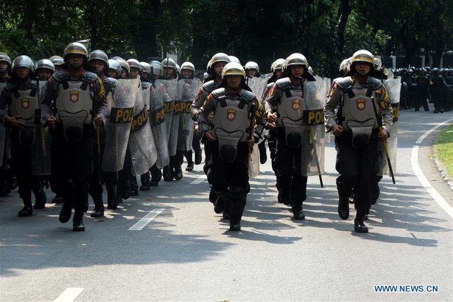 INDONESIA-JAKARTA-GENERAL ELECTION-SECURITY-DRILL