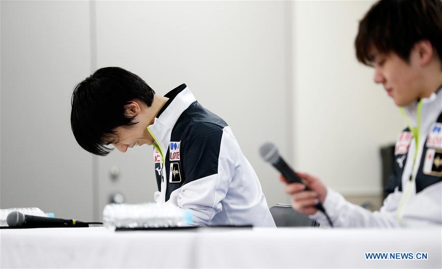 (SP)JAPAN-SAITAMA-FIGURE SKATING-WORLD CHAMPIONSHIPS-YUZURU HANYU-PRESS CONFERENCE