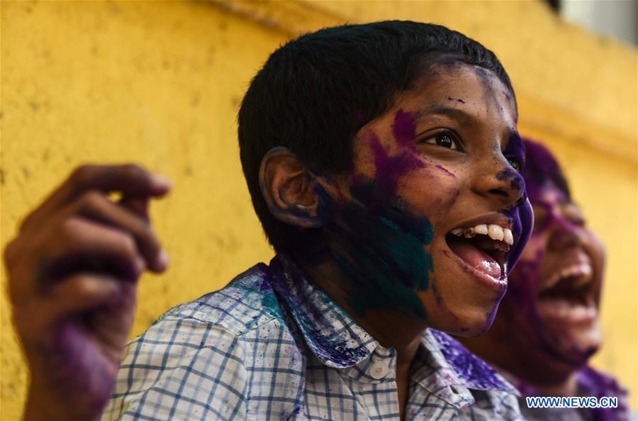 INDIA-MUMBAI-HOLI FESTIVAL-DISABLED CHILDREN