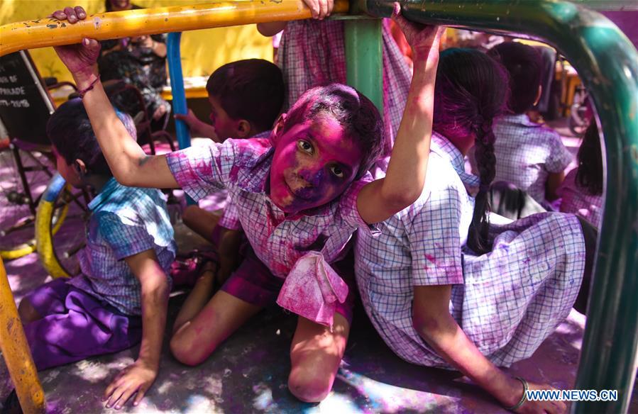 INDIA-MUMBAI-HOLI FESTIVAL-DISABLED CHILDREN