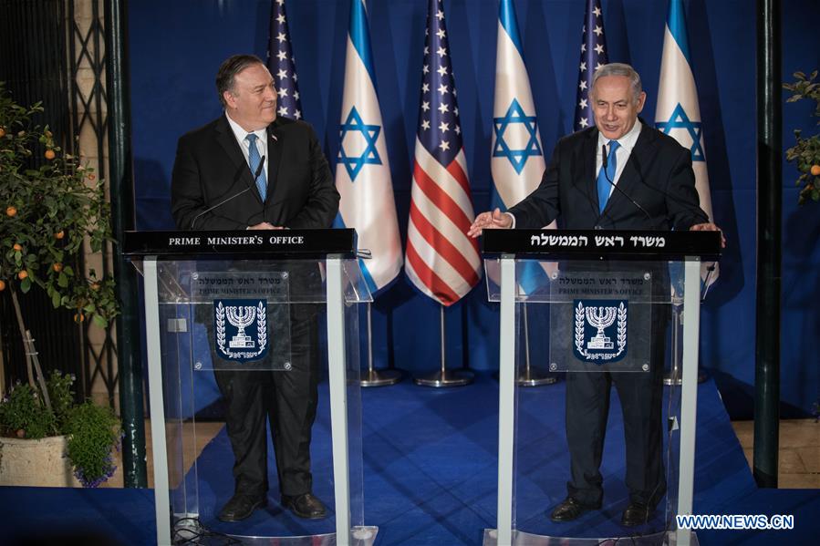 MIDEAST-JERUSALEM-NETANYAHU-POMPEO-PRESS CONFERENCE
