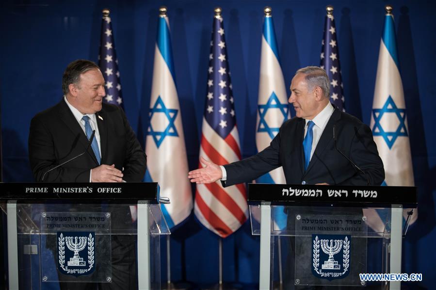 MIDEAST-JERUSALEM-NETANYAHU-POMPEO-PRESS CONFERENCE