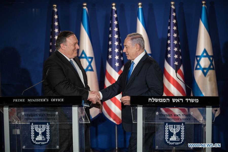 MIDEAST-JERUSALEM-NETANYAHU-POMPEO-PRESS CONFERENCE